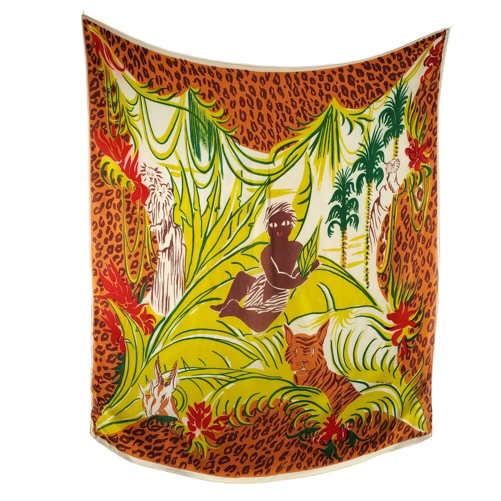 Peter Todd Mitchell Scarf Jungle Animal Print Vintage Leopard Native Tiger